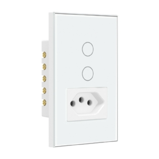 CONJUNTO 4X2 2 INTERRUPTORES + 1 TOMADA TOUCH BRANCO WI-FI AMBIENTE CONECTADO - STECK