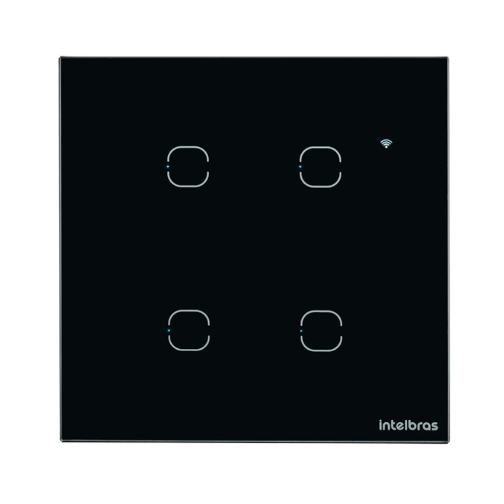 CONJUNTO 4X4 4 INTERRUPTOR TOUCH PRETO WIFI SMART - INTELBRAS