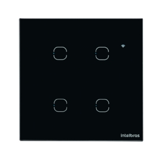 CONJUNTO 4X4 4 INTERRUPTOR TOUCH PRETO WIFI SMART - INTELBRAS