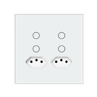 CONJUNTO 4X4 4 INTERRUPTORES + 2 TOMADAS TOUCH BRANCO WI-FI AMBIENTE CONECTADO - STECK