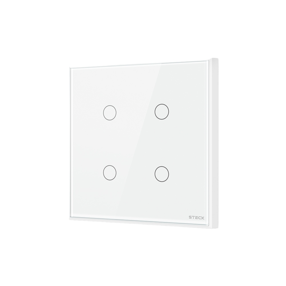 【intch.】ShankSuper110sWoolSlacksICESENSE Conjunto 4x4 4 Interruptores Touch Branco Wi-Fi Steck Santil