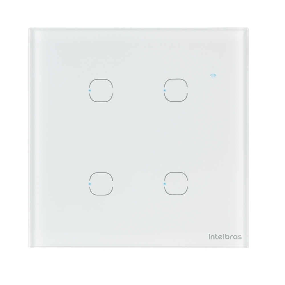 CONJUNTO 4X4 4 INTERRUPTORES TOUCH BRANCO WIFI SMART - INTELBRAS