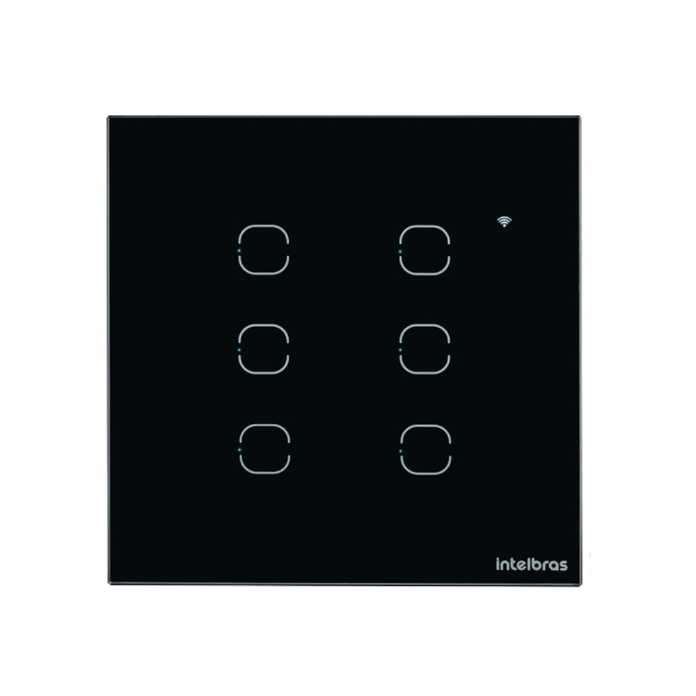 CONJUNTO 4X4 6 INTERRUPTOR TOUCH PRETO WIFI SMART - INTELBRAS