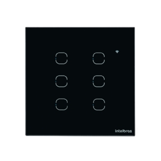CONJUNTO 4X4 6 INTERRUPTOR TOUCH PRETO WIFI SMART - INTELBRAS