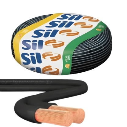 CORDAO PARALELO 1MM PRETO 300V ROLO COM 100 METROS - SIL