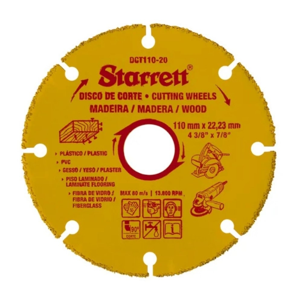 DISCO CORTE TUNGSTENIO PARA MADEIRA 110MM - STARRETT