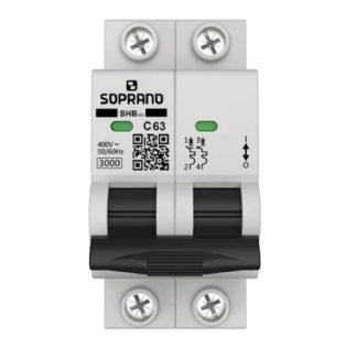 DISJUNTOR DIN BIPOLAR 63A 3KA CURVA C - SOPRANO