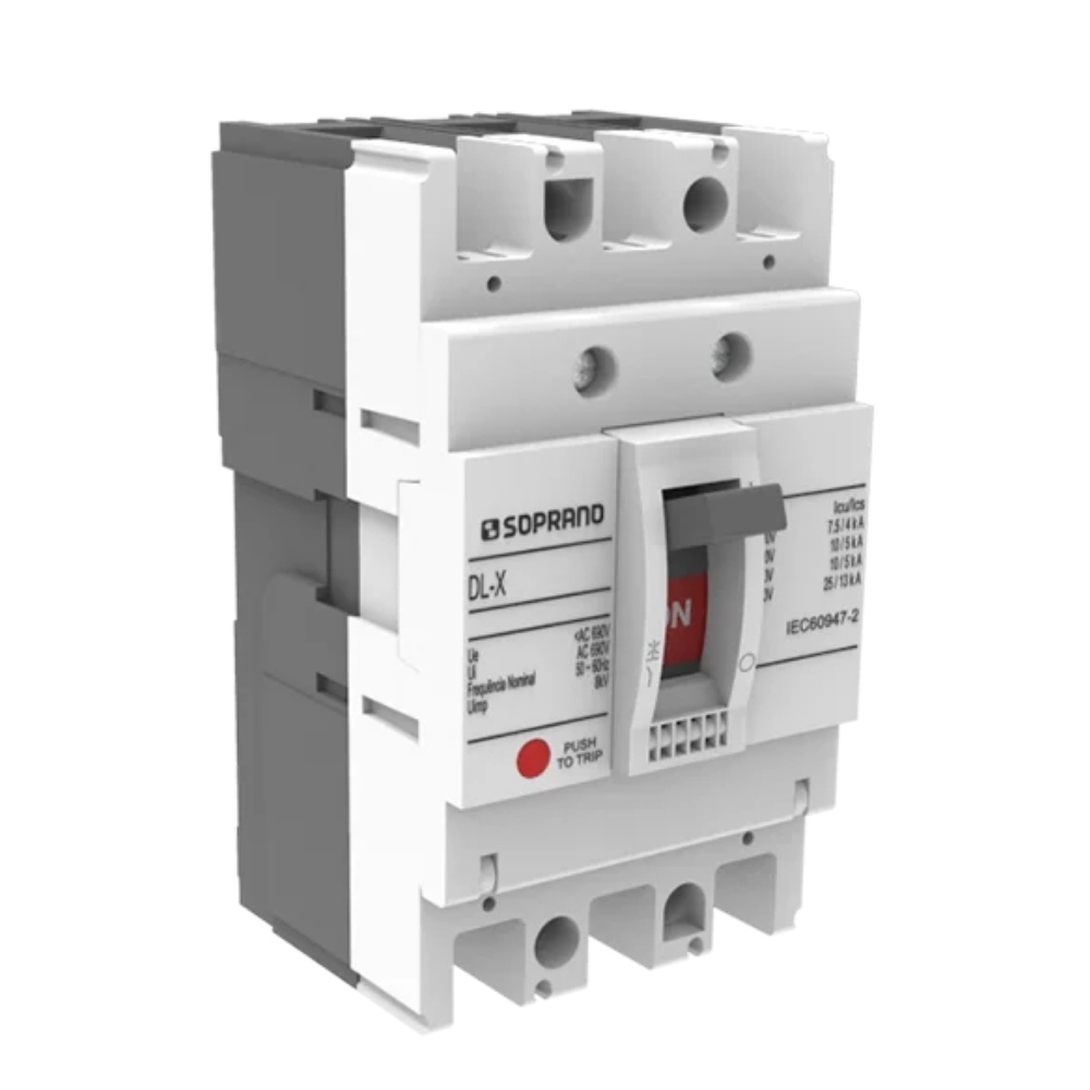 DISJUNTOR CAIXA MOLDADA 3P FIXO 100A DL100-X - SOPRANO