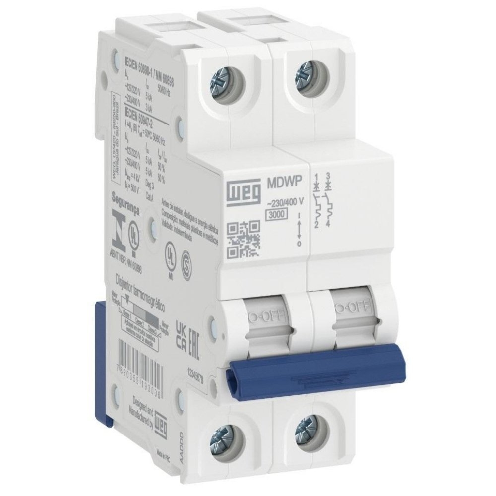 DISJUNTOR DIN 2 POLO 2A 3KA CURVA C - WEG