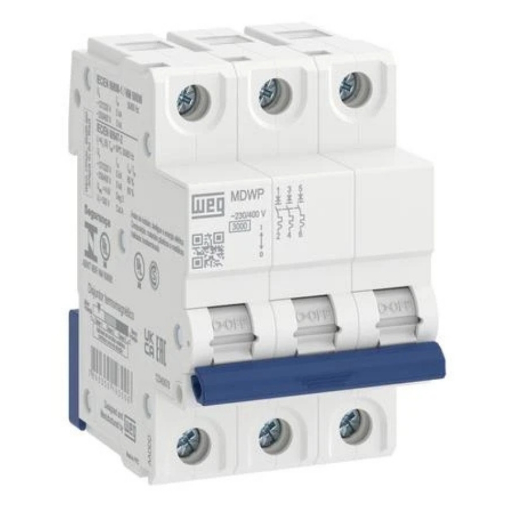 DISJUNTOR DIN 3 POLO 25A 5KA CURVA C - WEG