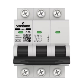 DISJUNTOR DIN TRIPOLAR 50A 3KA CURVA C - SOPRANO