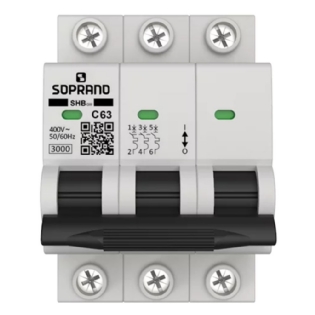 DISJUNTOR DIN TRIPOLAR 63A 3KA CURVA C - SOPRANO