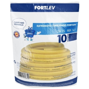 ELETRODUTO CORRUGADO 3/4 POLEGADA DN 25 AMARELO ROLO COM 10 METROS - FORTLEV