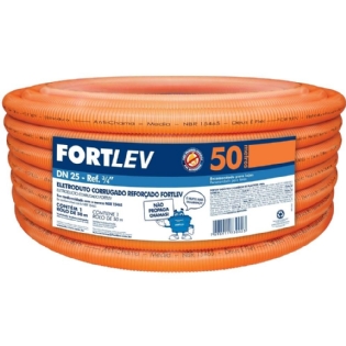 ELETRODUTO CORRUGADO 3/4 POLEGADA DN 25 LARANJA ROLO COM 50 METROS - FORTLEV