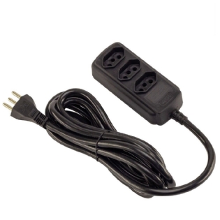 EXTENSAO 3 TOMADA 2P+T 20A PRETO 3 METROS PP - FORCE LINE