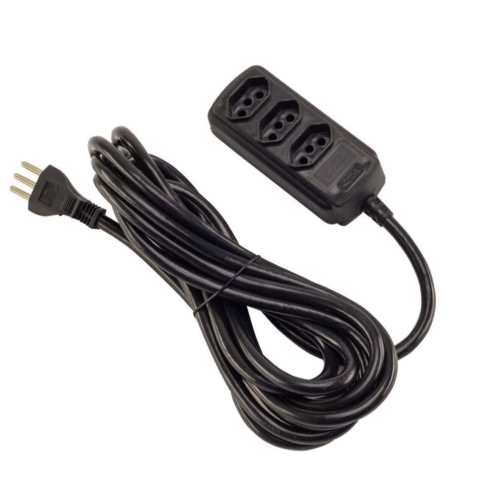EXTENSAO 3 TOMADA 2P+T 20A PRETO 5 METROS PP - FORCE LINE