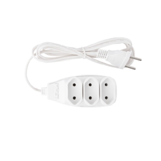 EXTENSAO 3 TOMADAS 2 POLOS 10A BRANCO CABO 3 METROS PP - MULTICRAFT