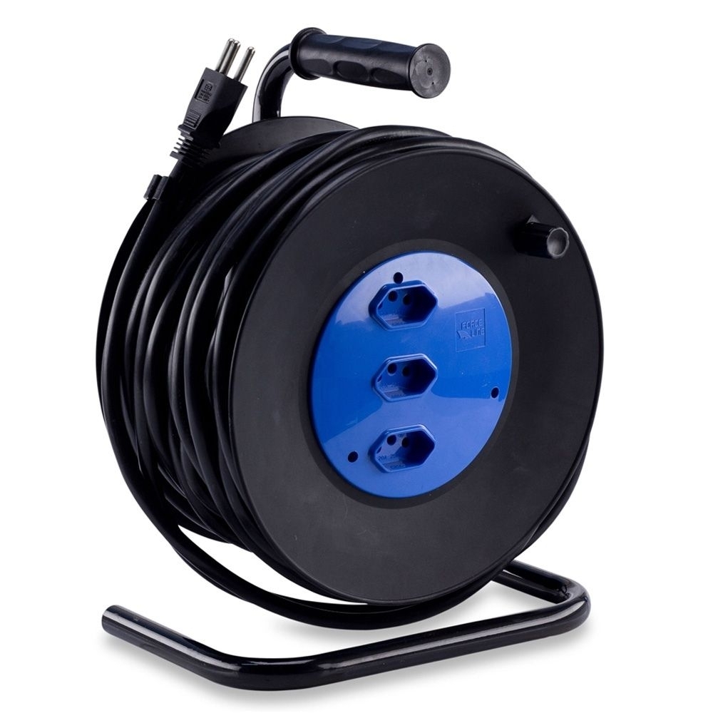 EXTENSAO CARRETEL 3 TOMADA 2P+T 20A 3X2,5MM 30 METROS PP - FORCE LINE