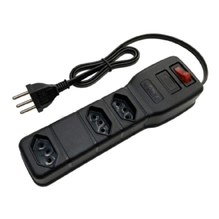 FILTRO DE LINHA 3 TOMADAS 2 POLOS + TERRA 10A PRETO BIVOLT 1 METRO PP - MULTICRAFT