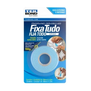 FITA DUPLA FACE 19MMX1,5M BRANCO ESPUMA BLISTER - TEKBOND