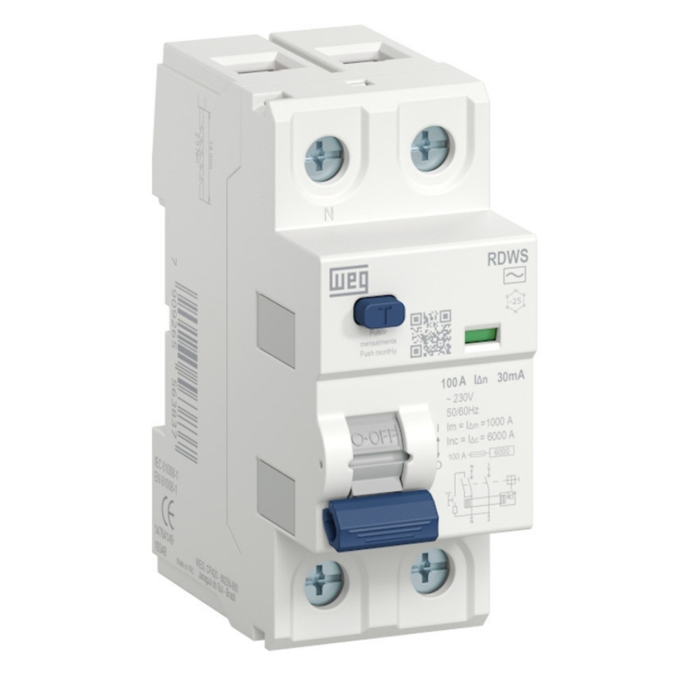 INTERRUPTOR DIFERENCIAL DR 2P 25A 30MA CLASSE AC - WEG