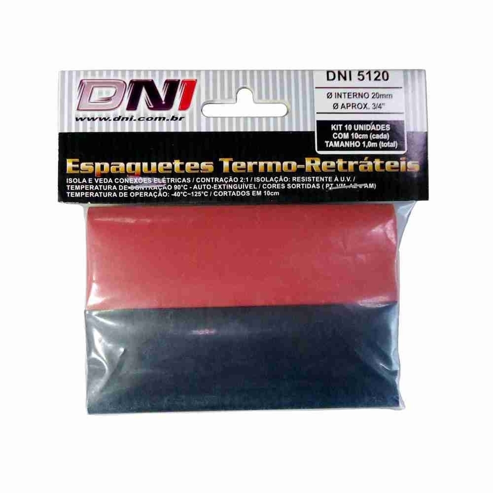 KIT ESPAGUETE TERMO-RETRATIL 20MM COM 10 PECAS 10CM - DNI