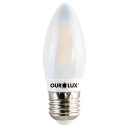 LAMPADA LED VELA FILAMENTO E27 3W BIVOLT LUZ BRANCA 6000K 290LM - OUROLUX