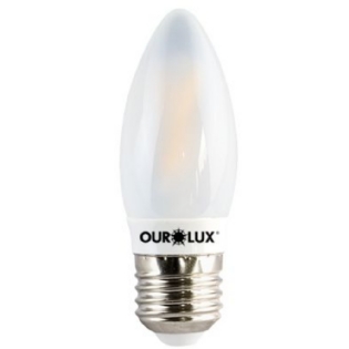 LAMPADA LED VELA FILAMENTO E27 3W BIVOLT LUZ BRANCA 6000K 290LM - OUROLUX