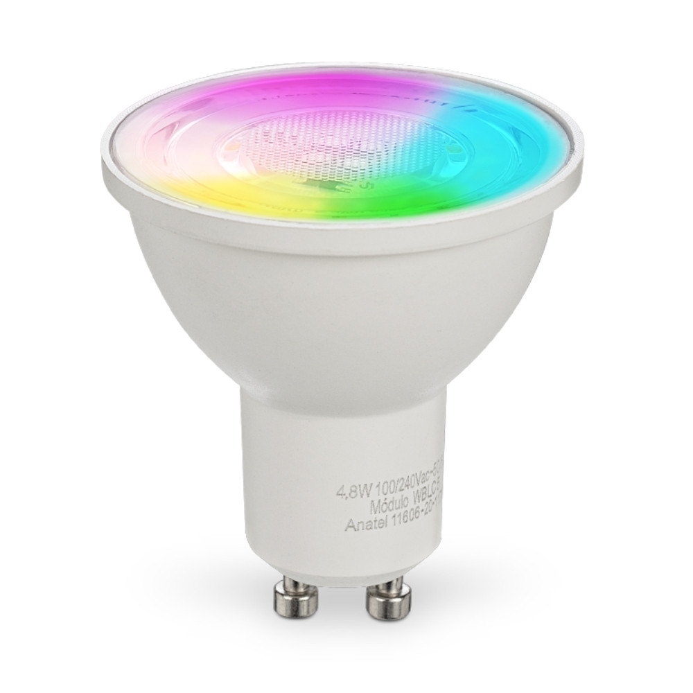 LAMPADA LED DICROICA GU10 4,8W RGB WI-FI CCT AMBIENTE CONECTADO - STECK