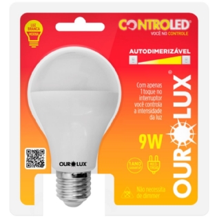 LAMPADA LED DIMERIZAVEL BULBO E27 9W BIVOLT LUZ AMARELA 2700K - OUROLUX