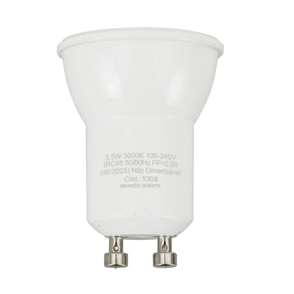 LAMPADA LED MINI DICROICA MR11 3,5W BIVOLT LUZ AMARELA 3000K 210LM IRC95 - GAYA