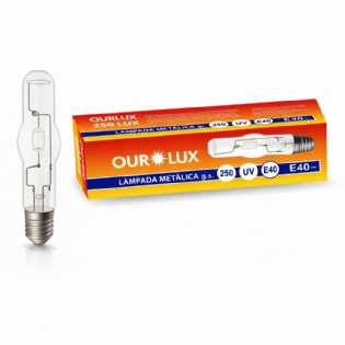 LAMPADA VAPOR METAL TUBULAR E40 250W AZUL - OUROLUX