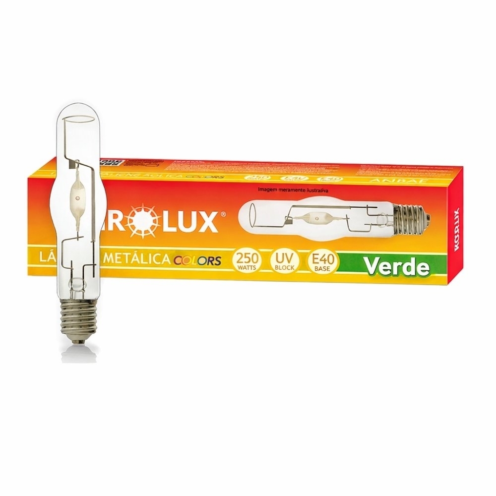 LAMPADA VAPOR METAL TUBULAR E40 250W VERDE - OUROLUX