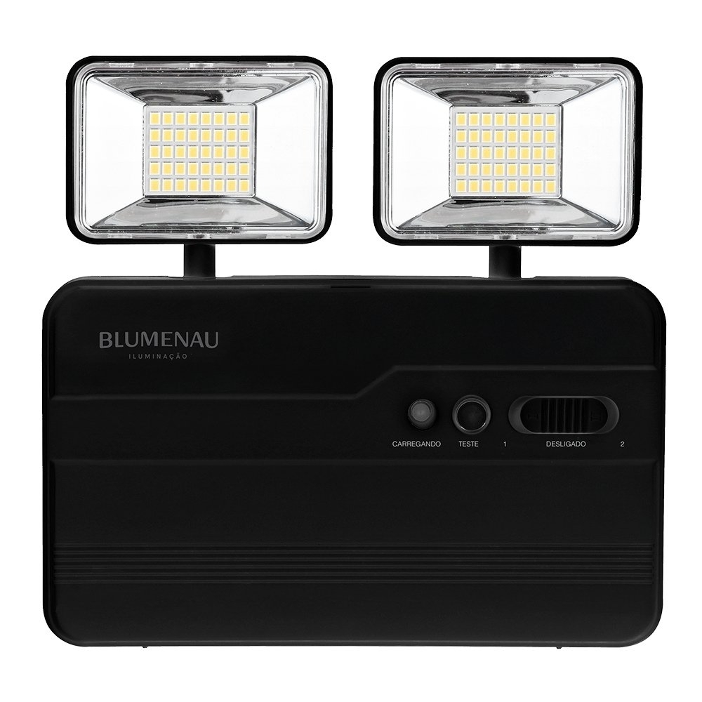 LUMINARIA LED EMERGENCIA BLA 10W BIVOLT LUZ BRANCA 6500K 2200LM PRETO - BLUMENAU