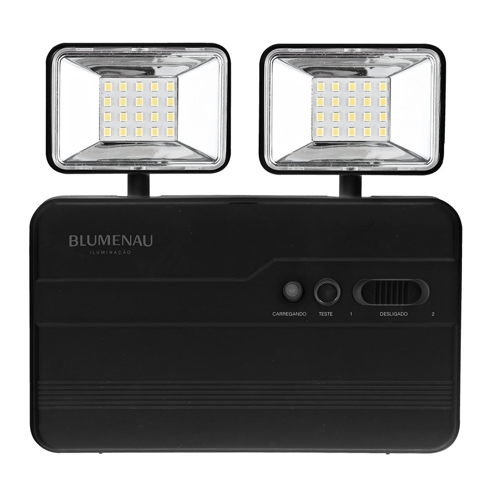 LUMINARIA LED EMERGENCIA BLA 5W BIVOLT LUZ BRANCA 6500K 1200LM PRETO - BLUMENAU
