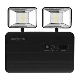 LUMINARIA LED EMERGENCIA BLA 5W BIVOLT LUZ BRANCA 6500K 1200LM PRETO - BLUMENAU