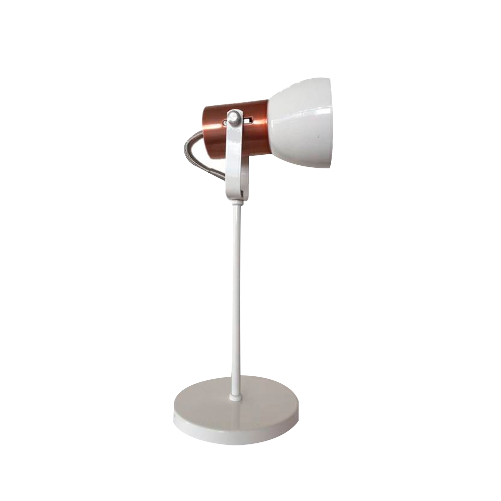 LUMINARIA DE MESA ALUMINIO BRANCA E COBRE PARA 1 LAMPADA E27 - KIN LIGHT