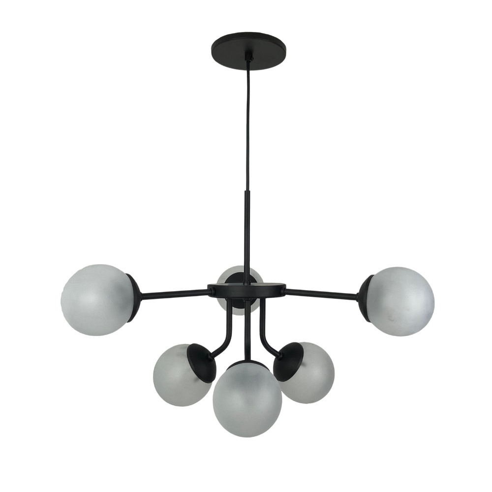 LUSTRE FLOWER PARA 6 LAMPADA G9 PRETO - TY ILUMINACAO