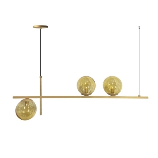 LUSTRE JABUTICABA PARA 3 LAMPADA G9 CHAMPAGNE VIDRO AMBAR - TY ILUMINACAO