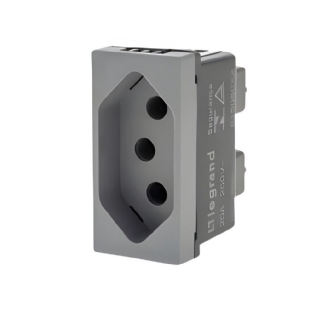 MODULO TOMADA 2 POLOS + TERRA 20A 250V CINZA - PIAL PLUS+