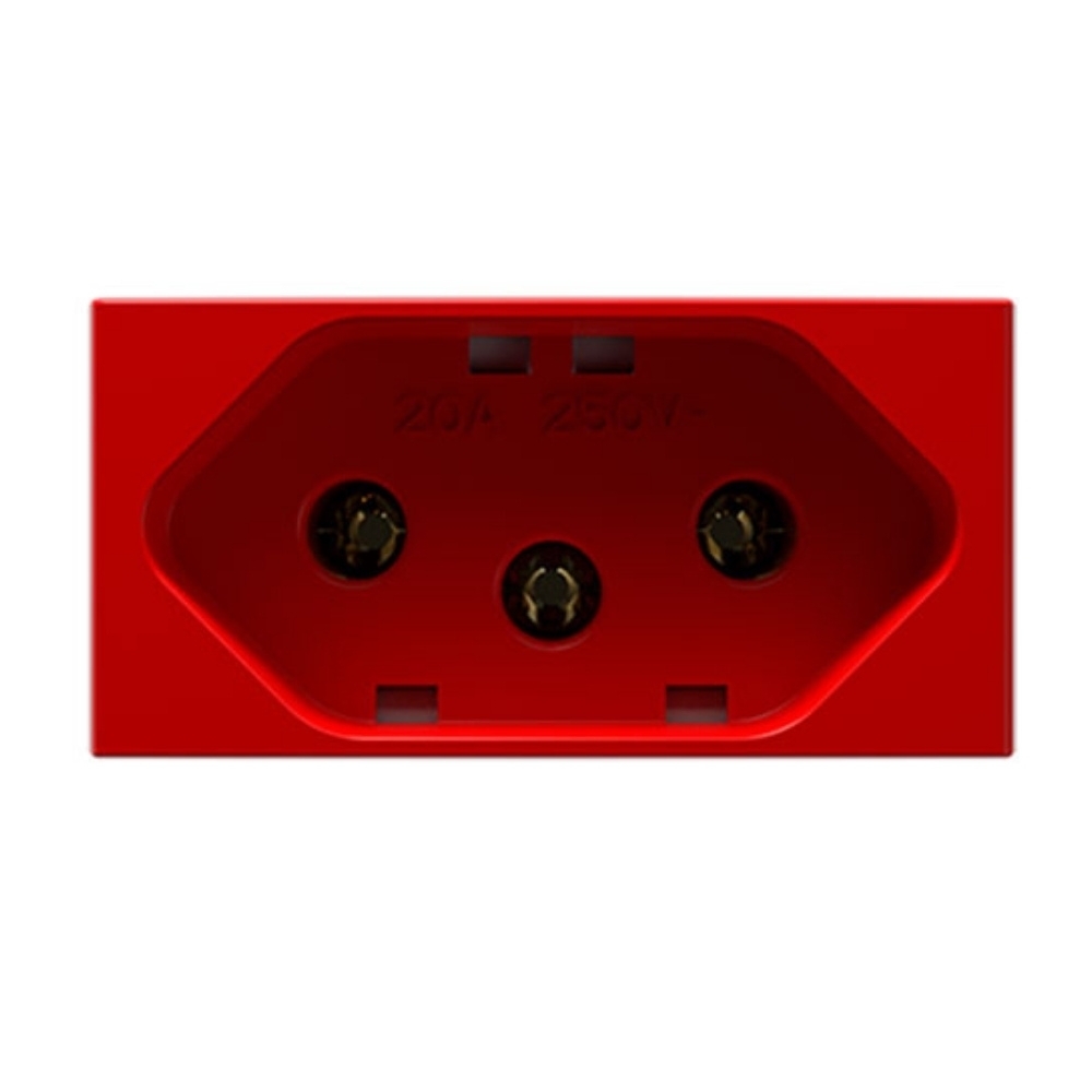 MODULO TOMADA 2 POLOS + TERRA 20A VERMELHO INOVA PRO - ALUMBRA