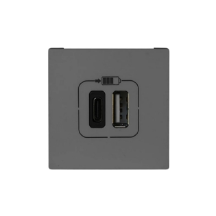 MODULO TOMADA COM 2 USB TIPO A + C 3A CINZA PIAL PLUS+ - LEGRAND