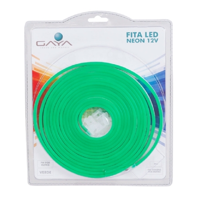 FITA LED NEON 7W/METRO 12V VERDE ROLO COM 5 METROS - GAYA