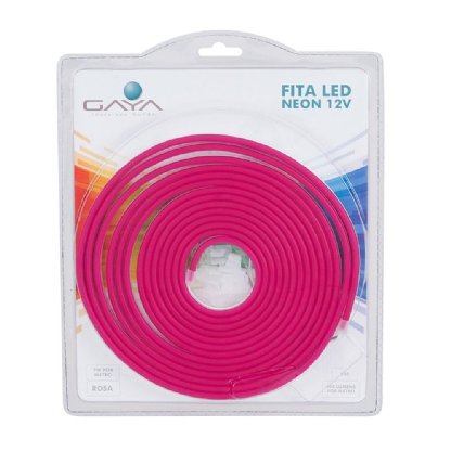 FITA LED NEON 7W/METRO 12V ROSA ROLO COM 5 METROS - GAYA