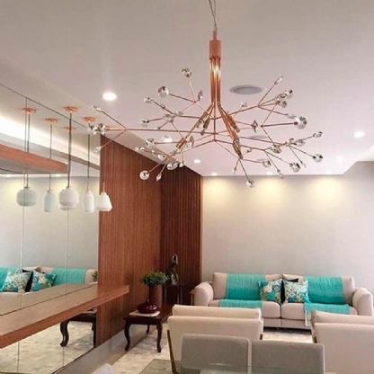 Lustre Spring Cristal Cobre p/ 6 Lampadas G9 - NewLine