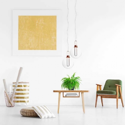 Pendente Led Ghianda Metal e Vidro Rose Gold 30x46,5cm - Bella