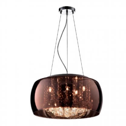 Pendente/Plafon Soho Cristal e Vidro Cobre 40x23cm p/ 5 Lampadas G9 - Bella