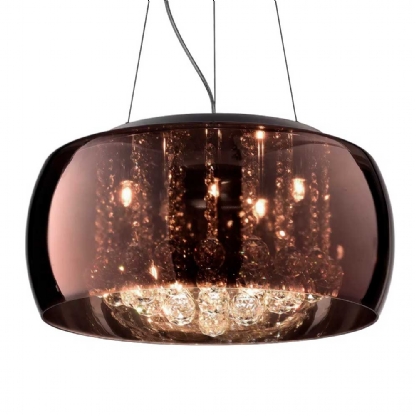 Pendente/Plafon Soho Cristal e Vidro Cobre 50x28cm p/ 6 Lampadas G9 - Bella