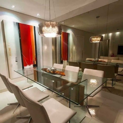 Pendente/Plafon Soho Cristal e Vidro Cromado 50x28cm p/ 6 Lampadas G9 - Bella