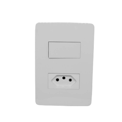 Conjunto Interruptor Simples 10A + Tomada 2P + T 10A Branco Linha Orion - Schneider